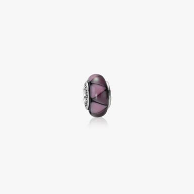 Abstract silver charm with purple murano glass