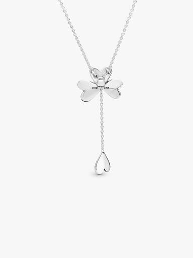 Clover silver Y-necklace