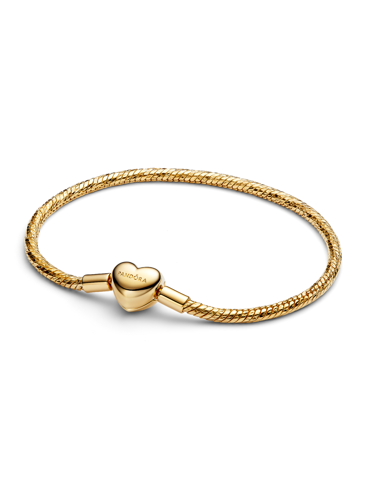 Pulseira Corrente Snake Facetada e Fecho de Coração