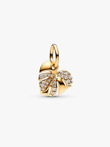 Charm Pendente Folha de Monstera Brilhante