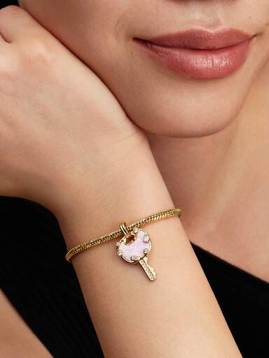 Charm Pendente Grande Llave de Amor Rosado Opalescente