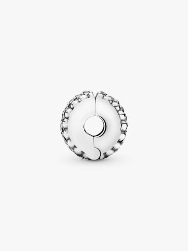 Beaded silver clip with clear cubic zirconia