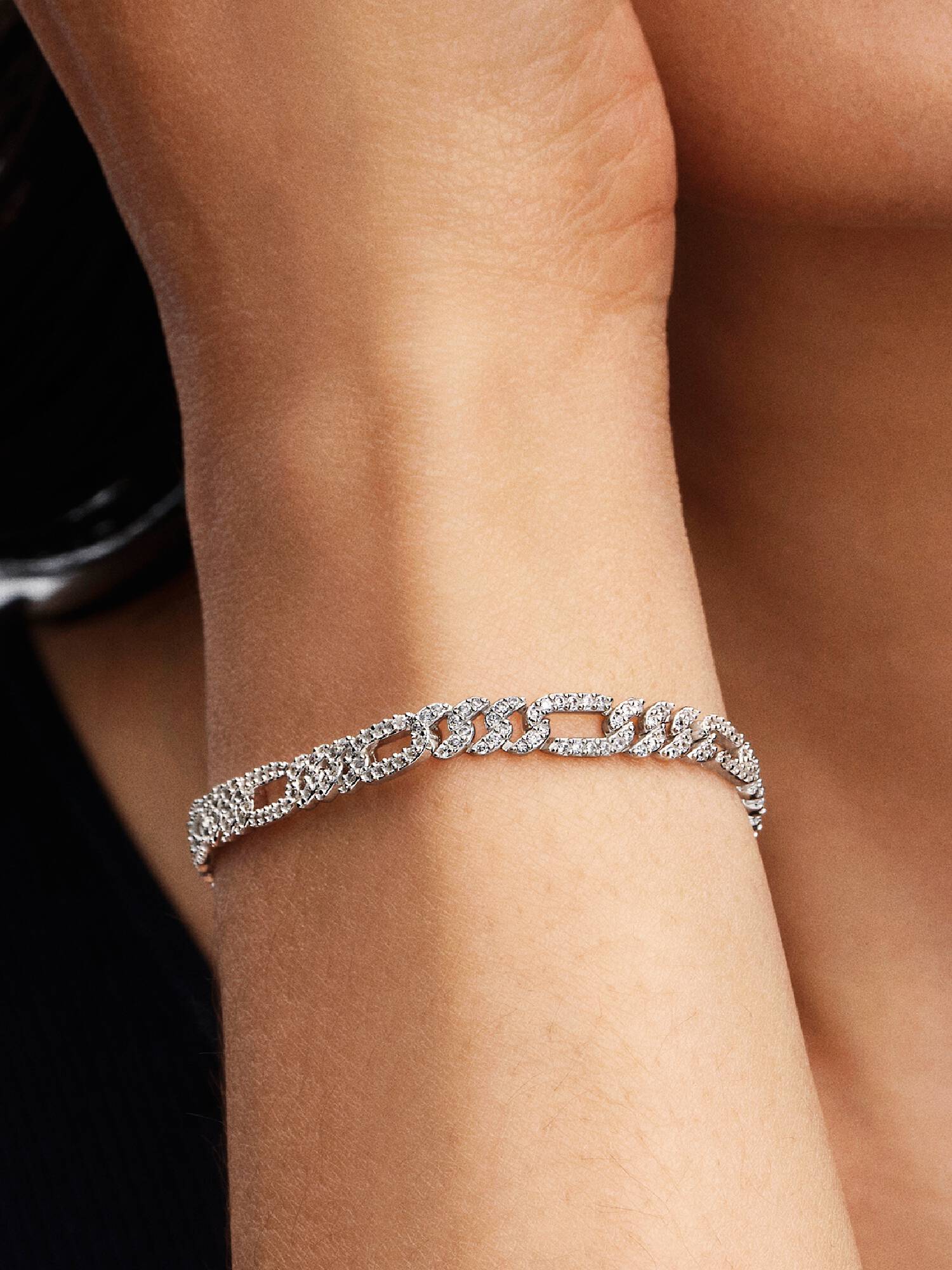 Pulseira Corrente Cubana com Elos Ovais