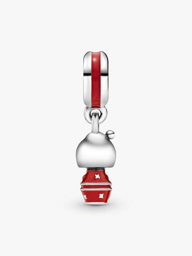 Japanese doll silver dangle with red enamel