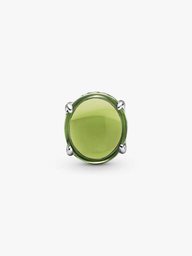 Sterling silver charm with light green and kiwi limegreen crystal