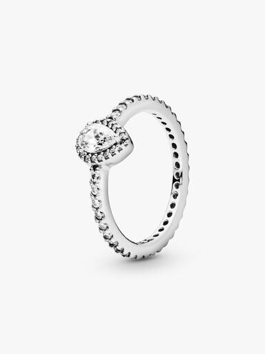 Silver ring with clear cubic zirconia