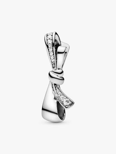 Bow silver ring with clear cubic zirconia