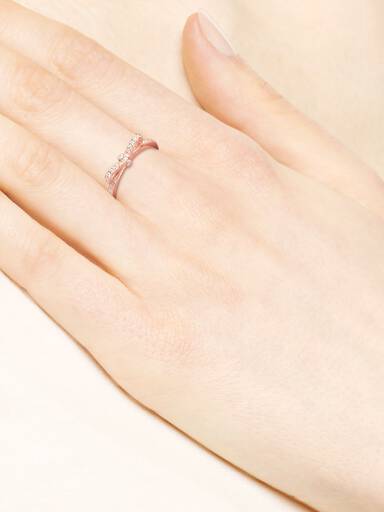 Bow PANDORA Rose ring with cubic zirconia
