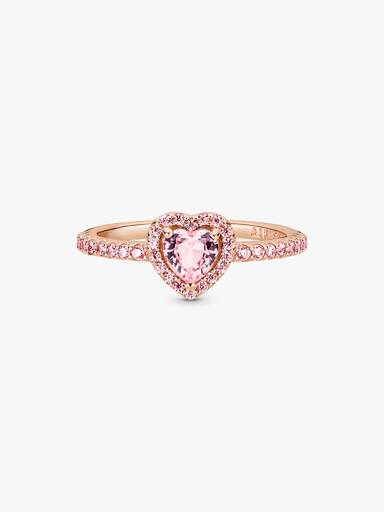 Anel Coração Rosa Elevado