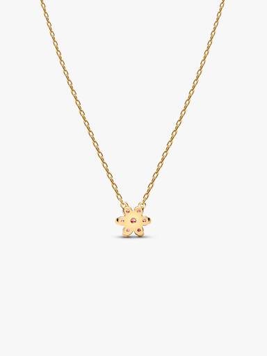 Colar com Pendente Flor Cor-de-Rosa Brilhante