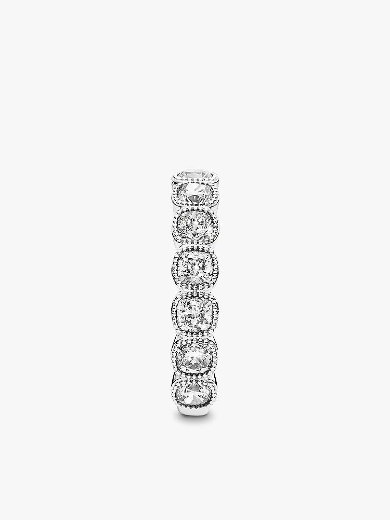Silver ring with clear cubic zirconia