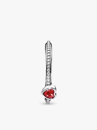 Heart silver ring with golden red synthetic ruby