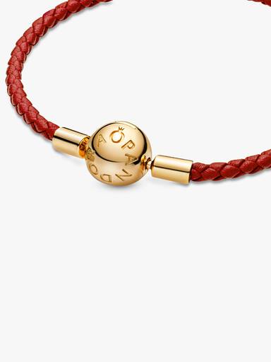 Pulseira em Couro Trançado Vermelho Pandora Moments