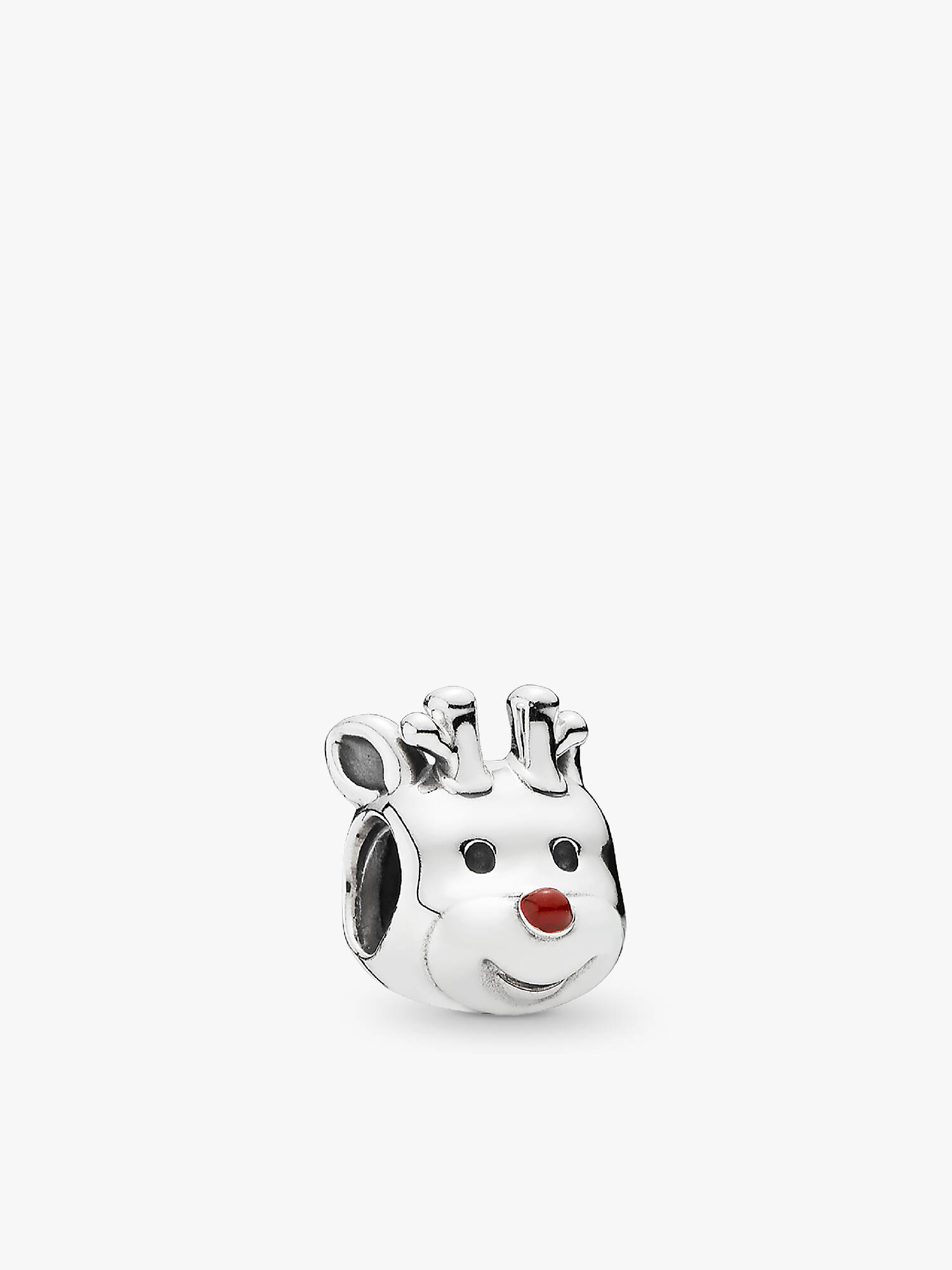 Reindeer silver charm with red enamel