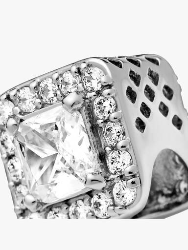 Silver charm with clear cubic zirconia