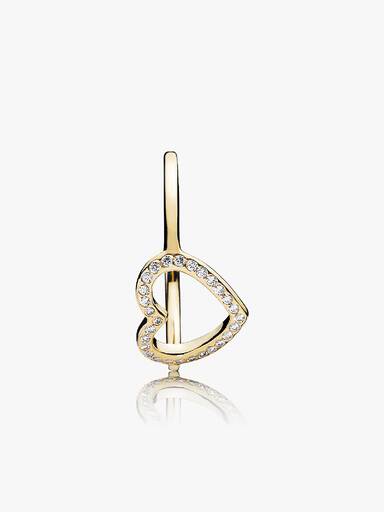 Anel Captuvermelho Coração, ouro 14k e Zircônia Cúbica Transparente