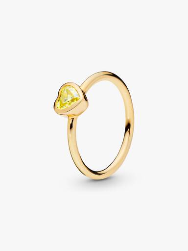Anel Amarelo Stone Coração