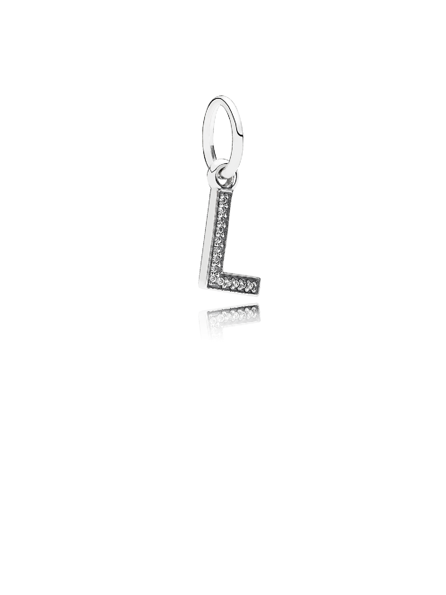 Letter L silver dangle with cubic zirconia