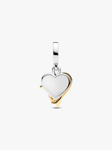 Charm pendente duplo gravável com coração e flecha