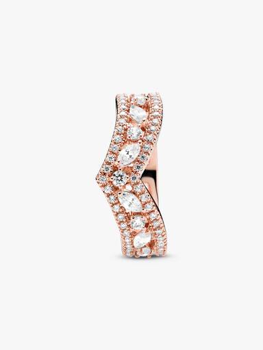 Wishbone 14k rose gold-plated ring with clear cubic zirconia