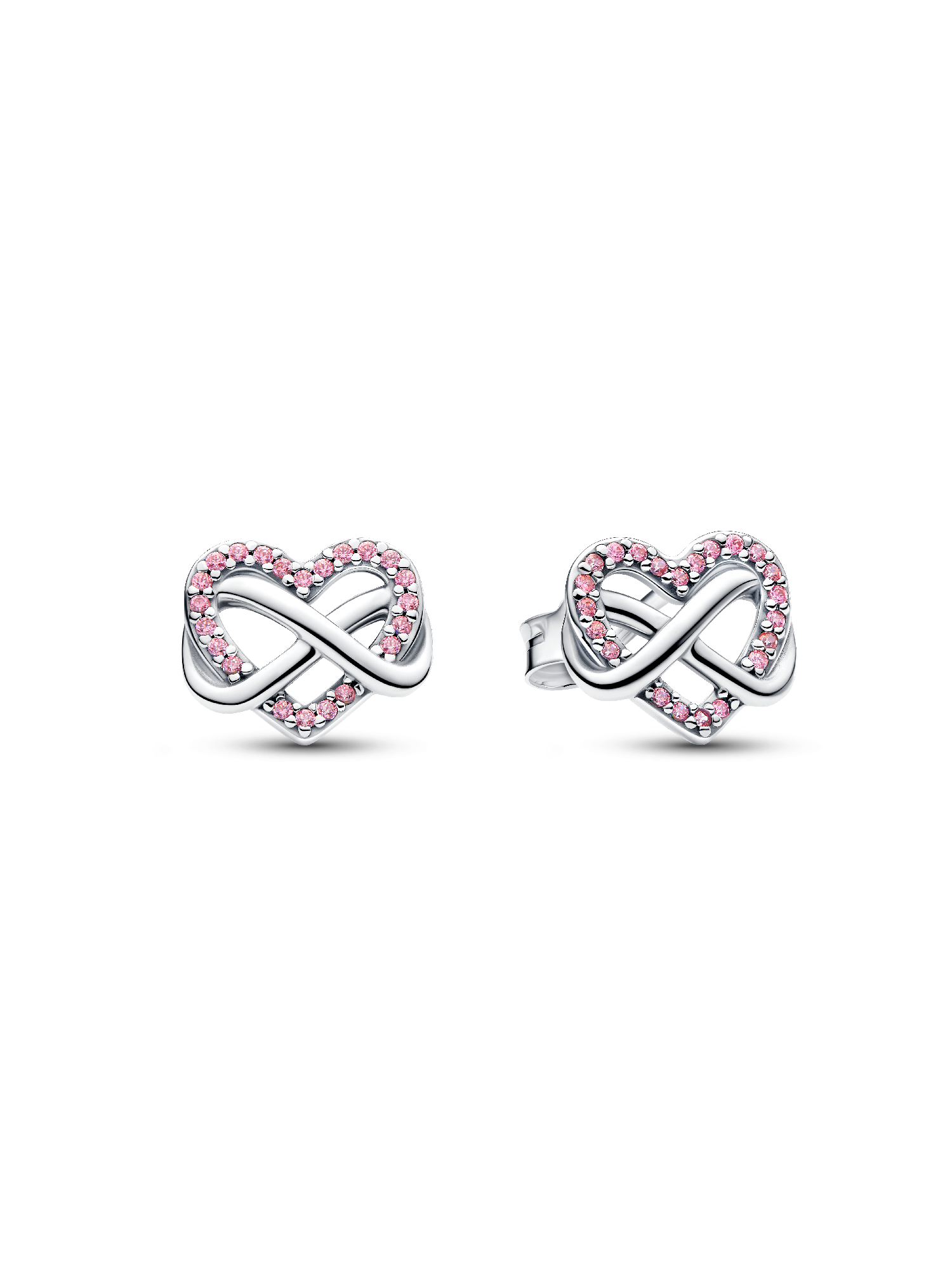 Brincos Coração Rosa Infinito Brilhante