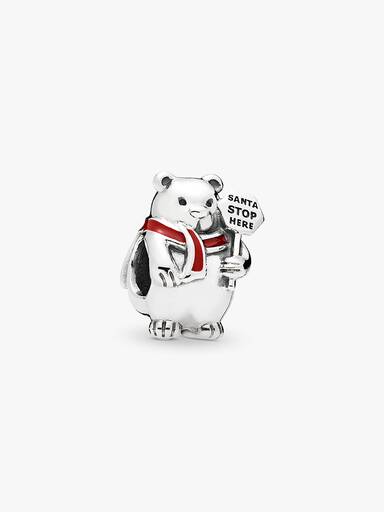 Natal Polar Urso Charm, Berry Vermelho Esmalte