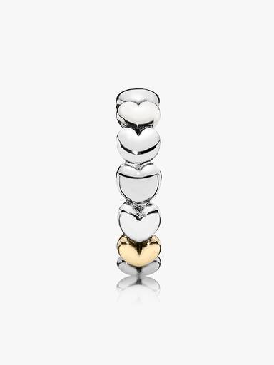 Hearts silver ring with 14k heart