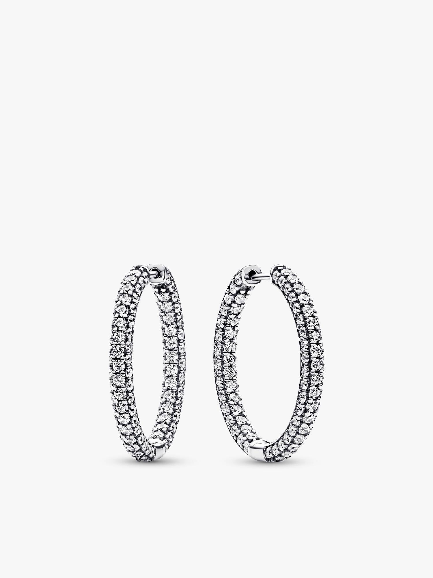 Brincos de Argolas Fileiras em Pavé Pandora Timeless