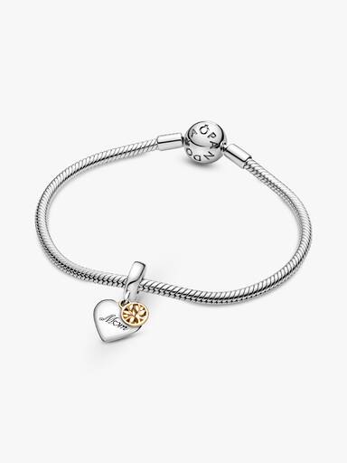 Charm Pendente de dos Tonos Árbol de Familia Y Coração