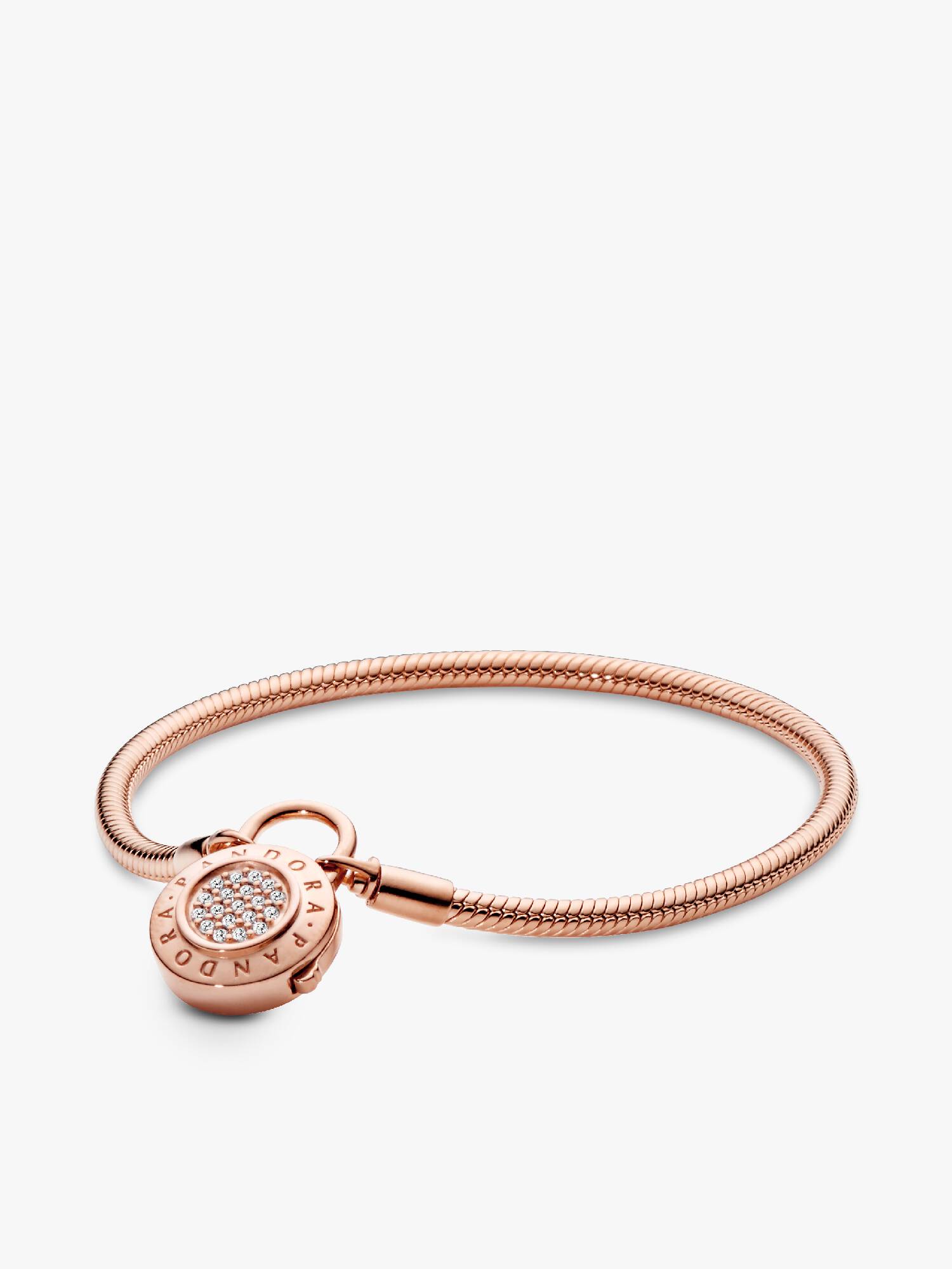 Bracelete Pandora Moments Pavê Cadeado Clasp Serpente Corrente
