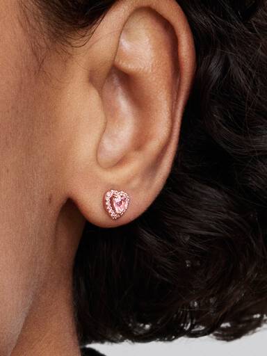 Brincos Coração Rosa Elevado