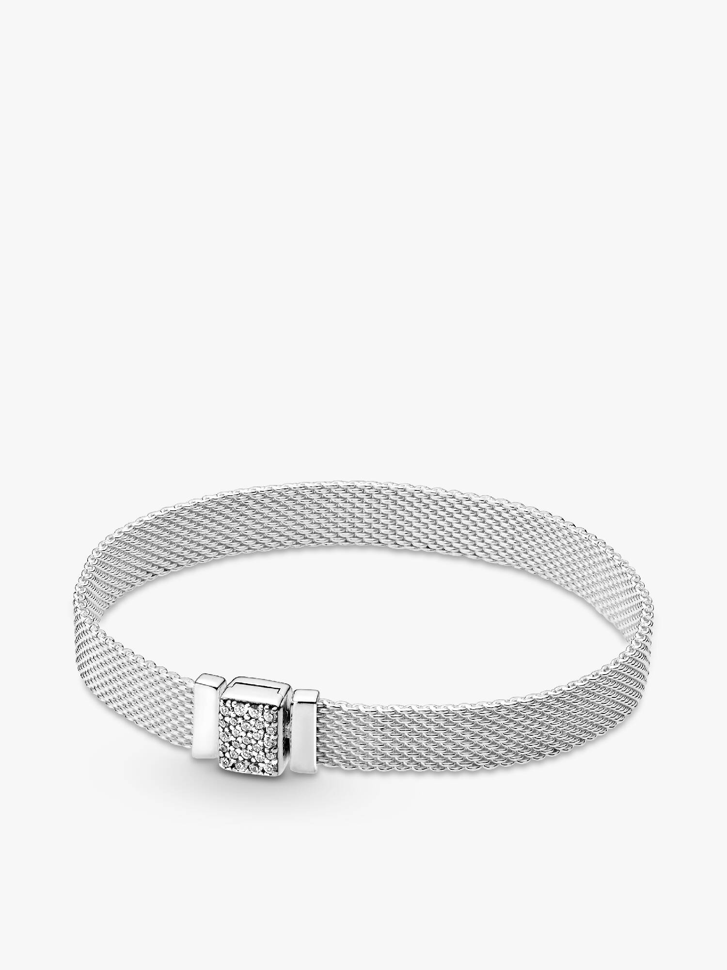 Pandora Reflexions mesh sterling silver bracelet with clear cubic zirconia