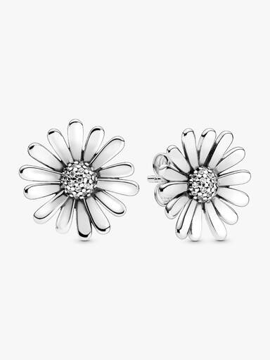 Daisy sterling silver stud earrings with clear cubic zirconia