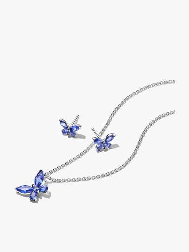 Conjunto Borboleta Azul Brilhante