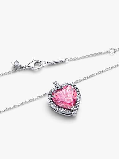 Colar Coração Rosa Cintilante