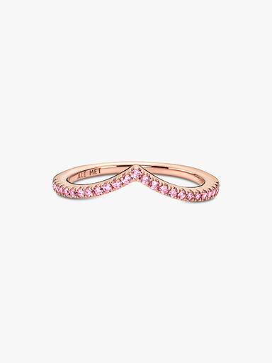 Anel Chevron Desejo Brilhante Rosa