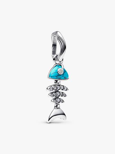 Charm pendente de espinha de peixe em cor turquesa