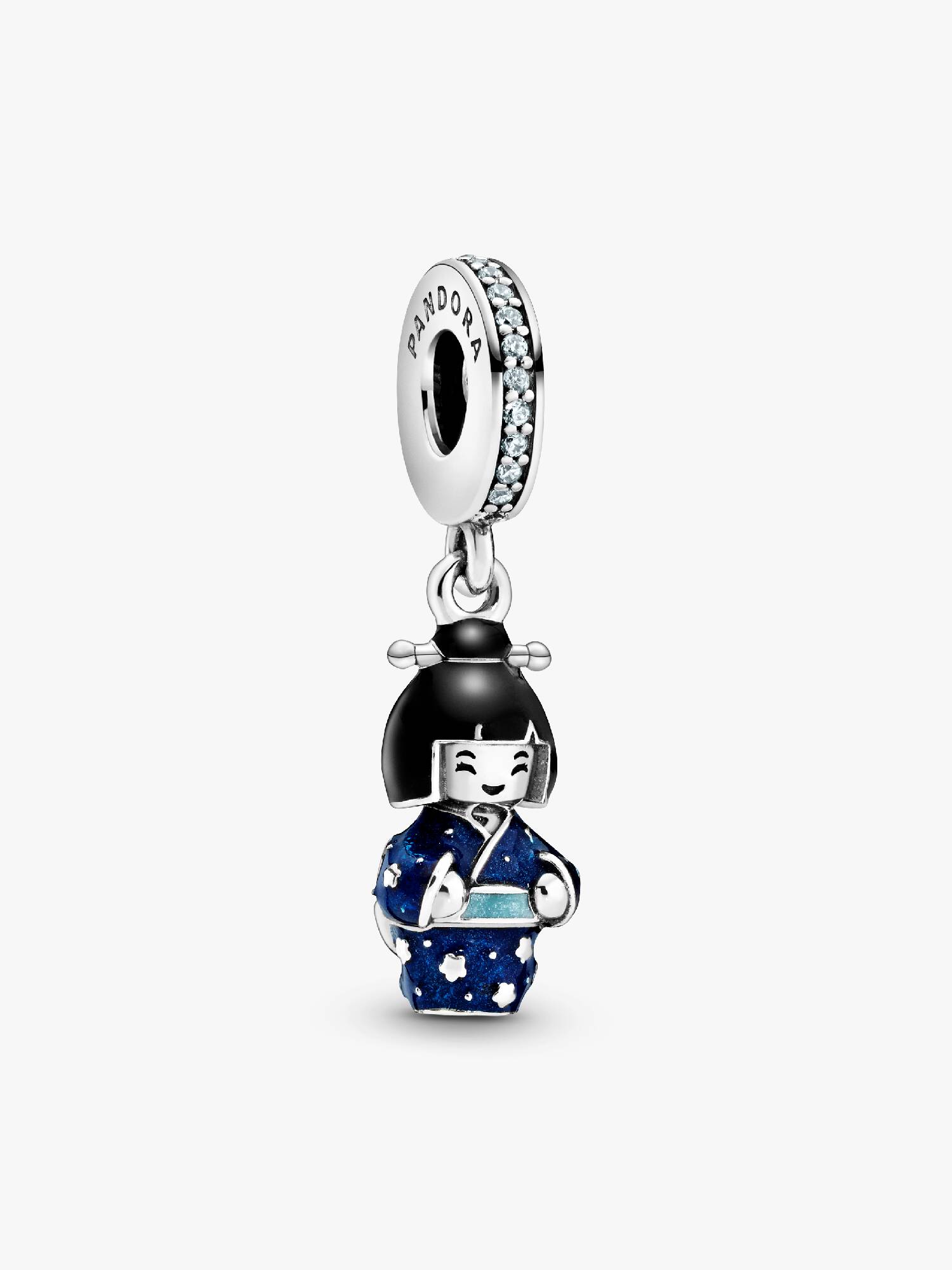 Charm Pendente Boneca Japonesa com Quimono Azul
