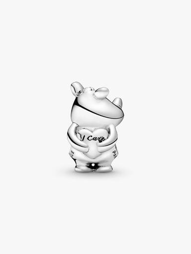 Rhinoceros silver charm