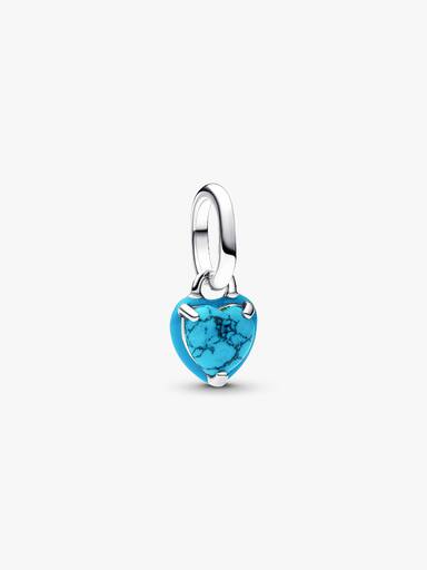 Charm pendente mini coração cor turquesa
