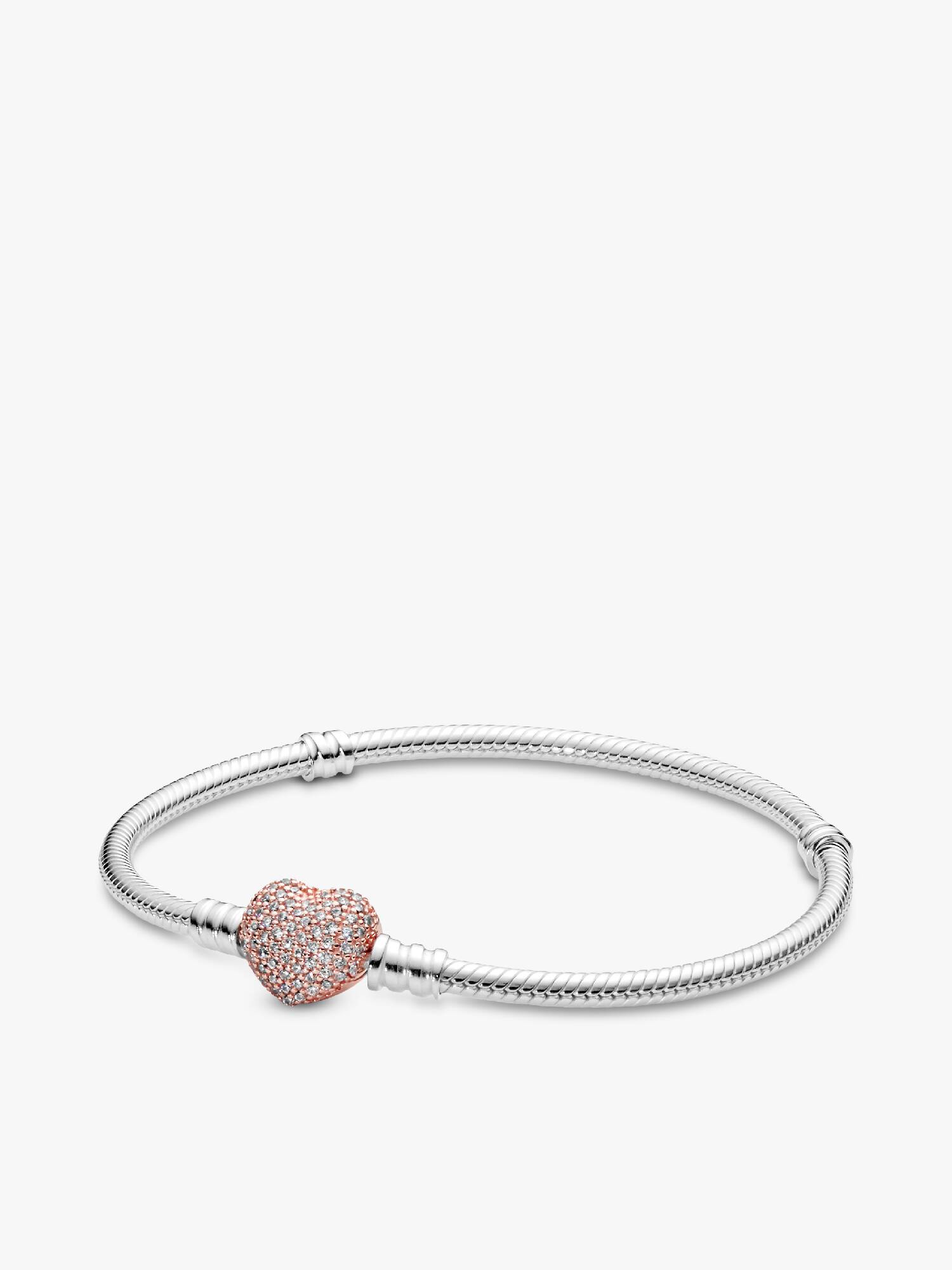 Pulseira Corrente Snake com Fecho de Coração em Pavé