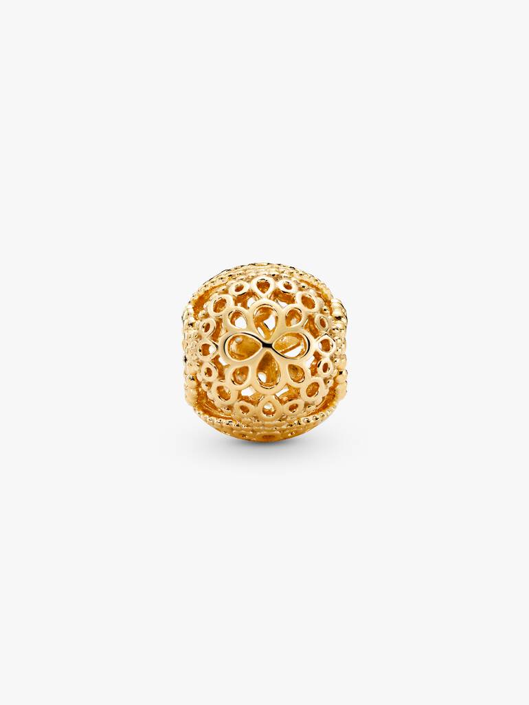Openwork flower 14k gold-plated charm