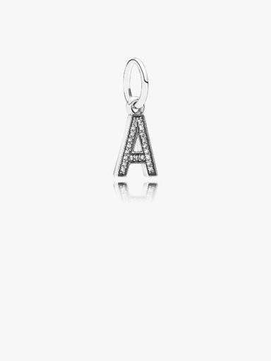 Letter A silver dangle with cubic zirconia