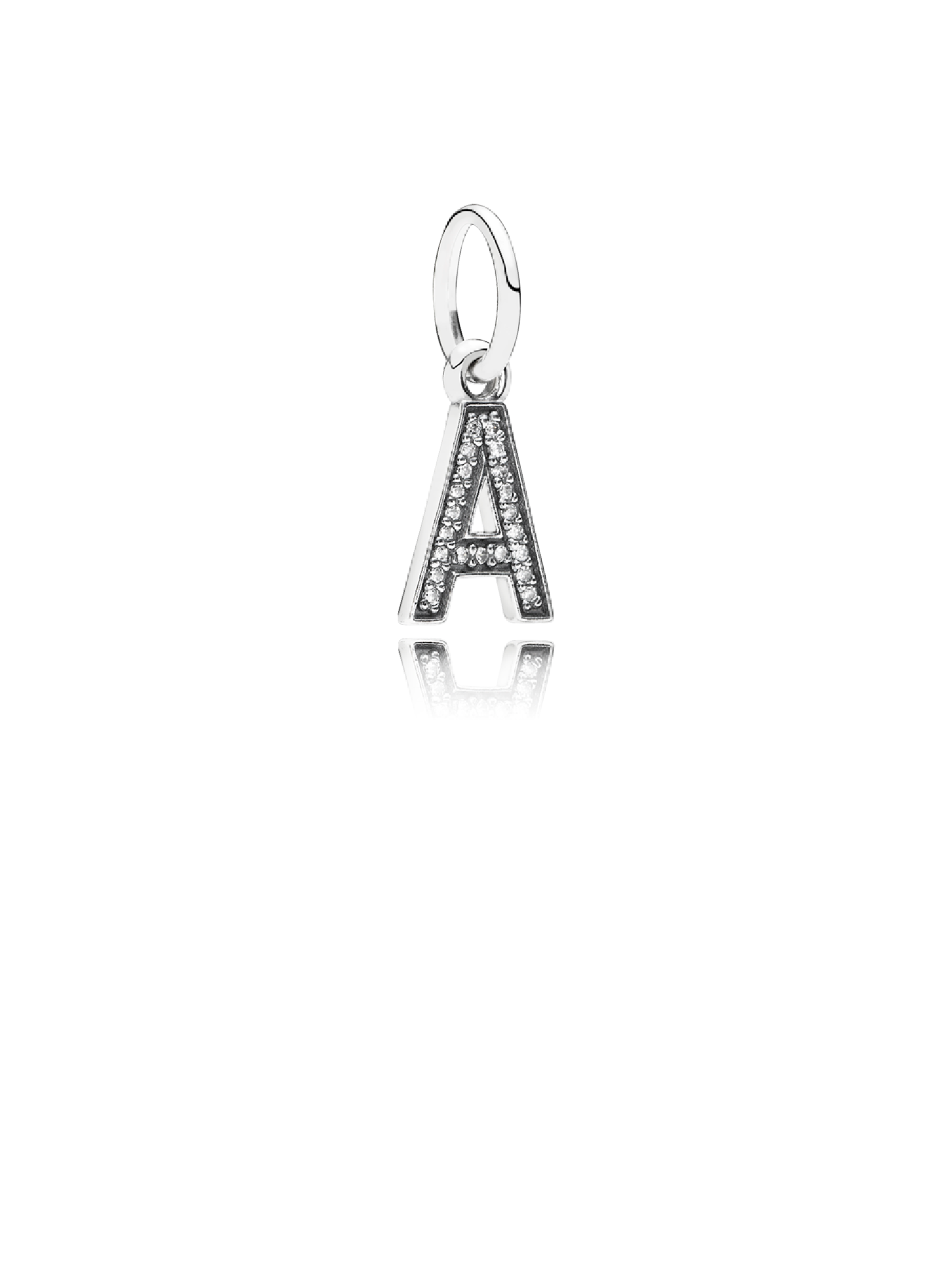 Letter A silver dangle with cubic zirconia