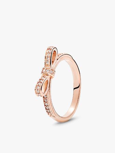 Bow PANDORA Rose ring with cubic zirconia