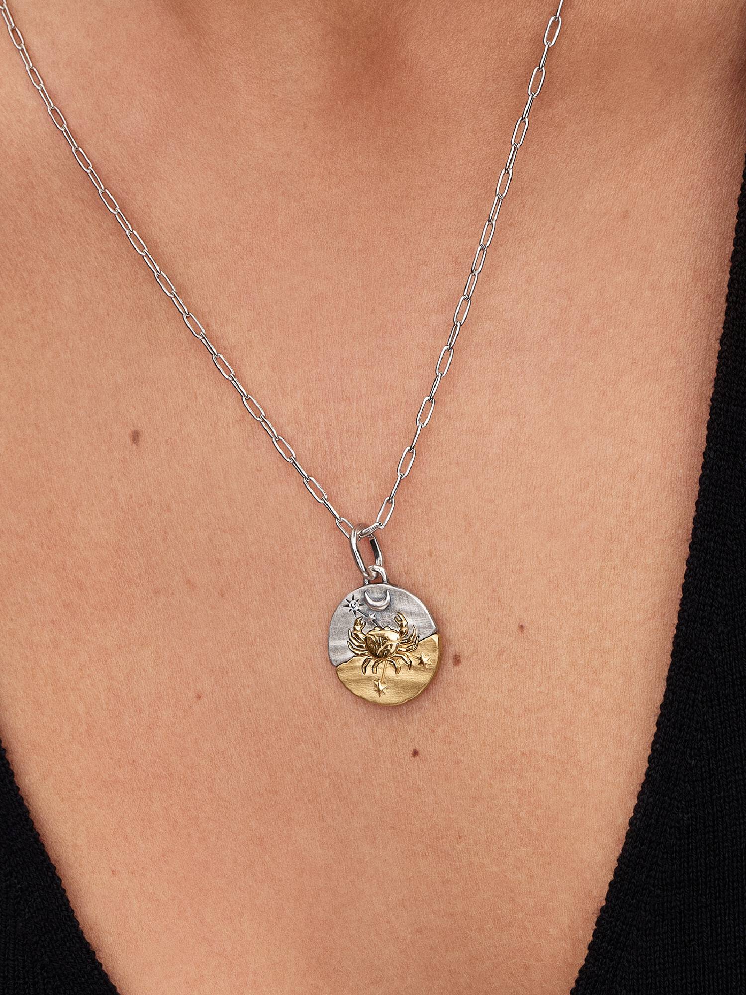 Charm Medalhão do Zodíaco do signo de Câncer