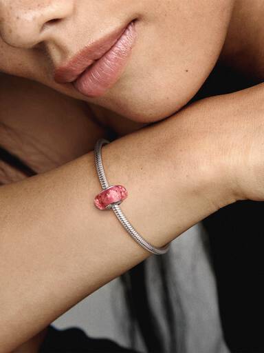 Charm Vidro de Murano Rosa Ondulado Fancy