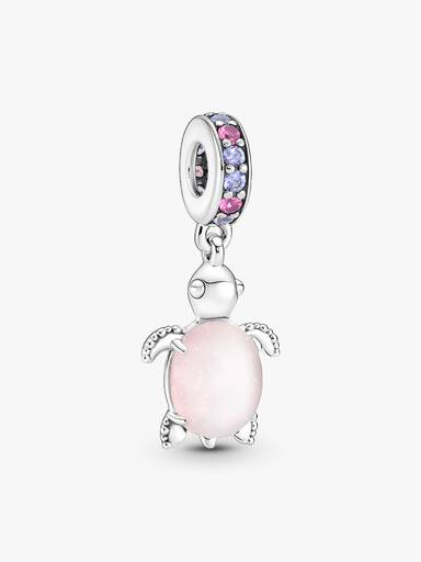 Charm pendente de tartaruga marinha rosa em vidro de Murano