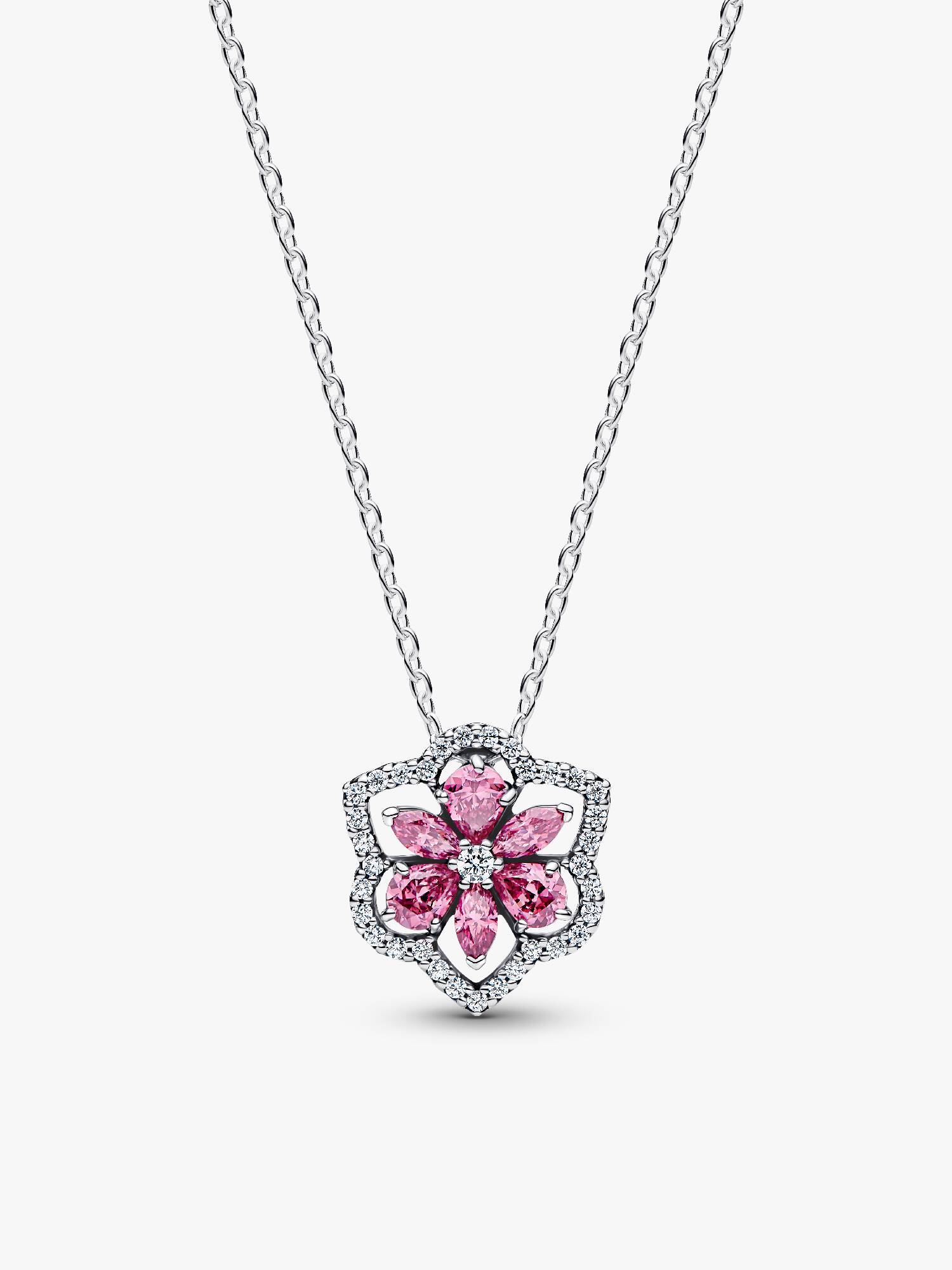 Colar Pingente Maxi de Flor Rosa Cintilante