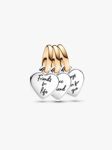 Charm Pendente Triplo Divisível Amizade em Dois Tons